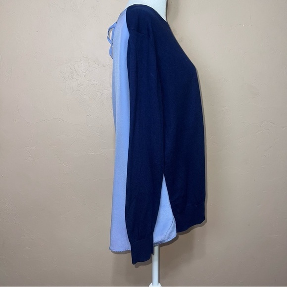 Sandro Paris Ipolit Blue Silk Cashmere Tie-Back Sweater Sheer Wrap Back Size Med - Picture 5 of 9